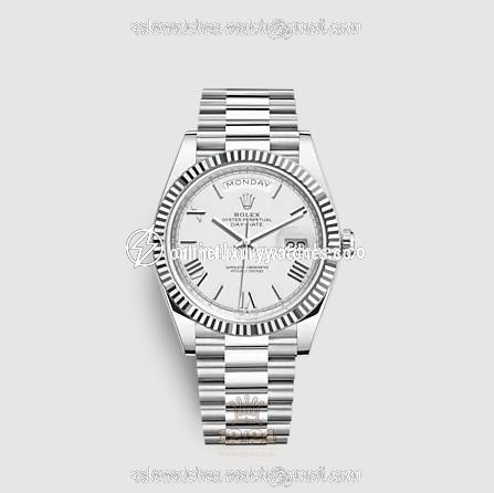 Rolex Day-Date Watch 228236-0010 40 mm Platinum Case White Dial