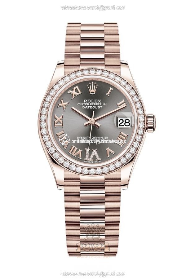 Rolex Datejust Watch 278285rbr-0027 31 mm Pink gold Case Gray Silver Dial