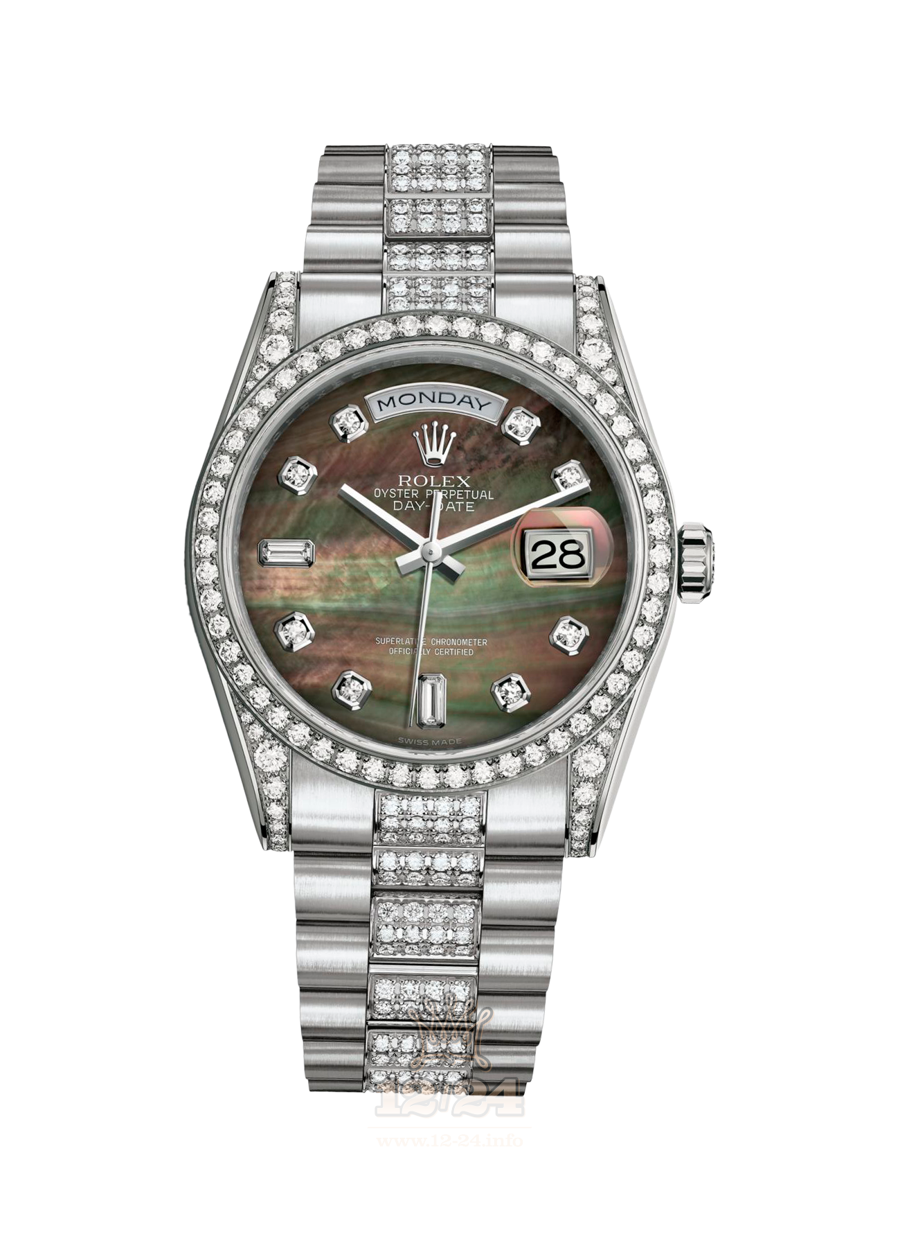 Rolex Day-Date Watch 118389-0055 36 mm White gold Case Black Dial
