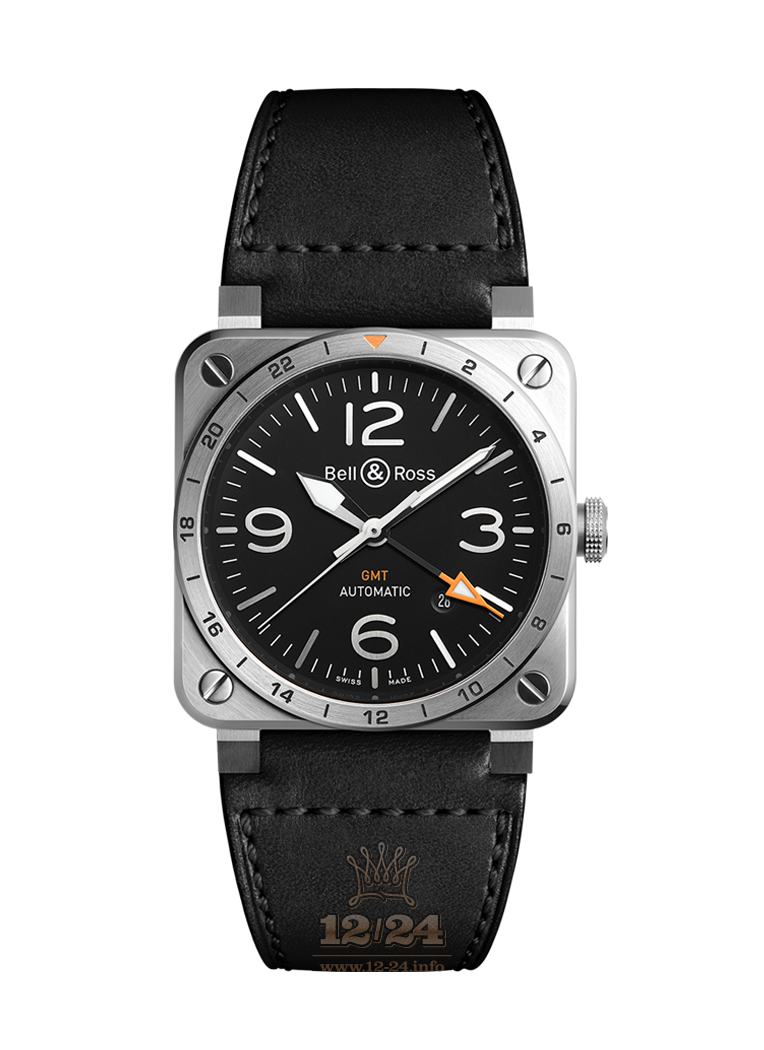 Bell & Ross Instruments Watch BR0393-GMT-ST/SCA 42 mm Stainless steel Case Black Dial