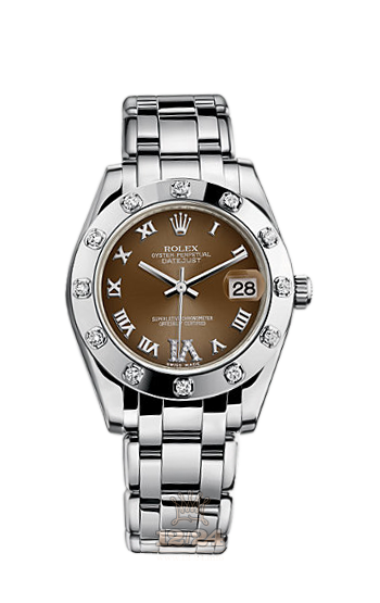 Rolex Pearlmaster Watch 81319-0036 34 mm White gold Case Brown (chocolate) Dial