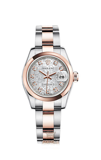 Rolex Lady-Datejust Watch 179161-0057 26 mm Steel / Pink gold Case Silver Dial