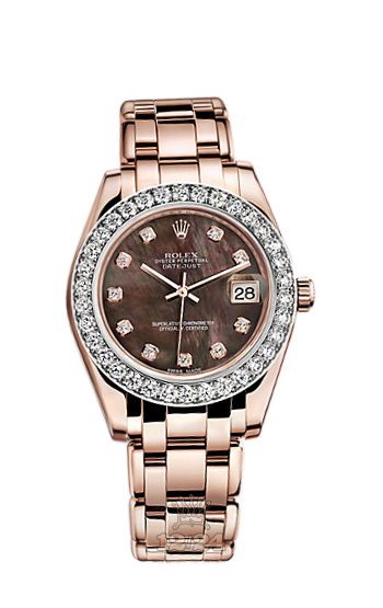 Rolex Pearlmaster Watch 81285-0024 34 mm Pink gold Case Black Dial