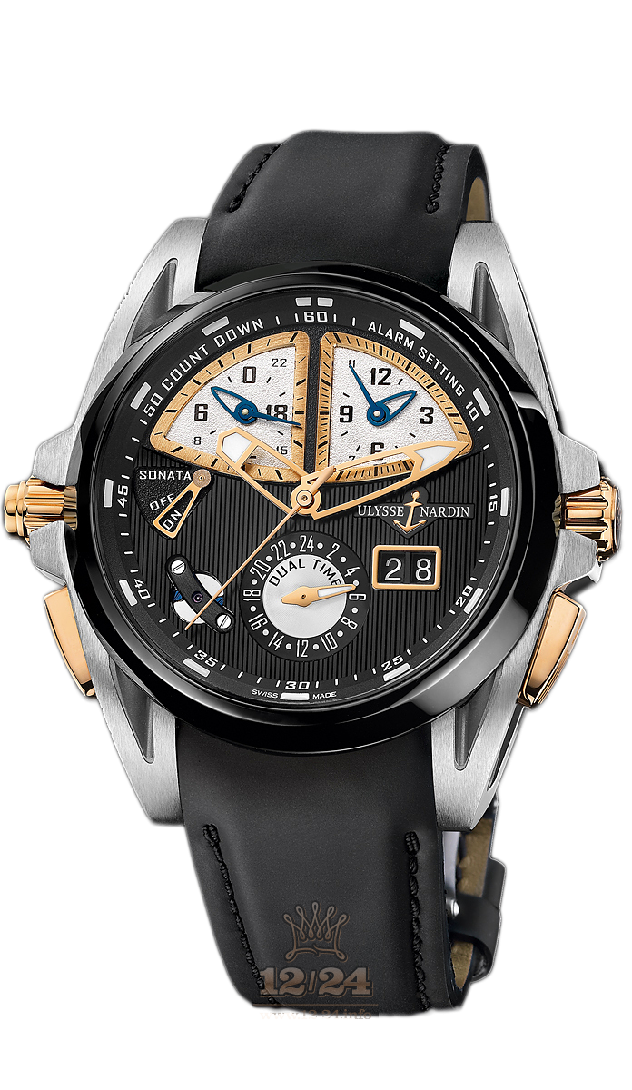 Ulysse Nardin Classic Watch 675-00-4 44 mm Pink gold Case Black Silver Dial