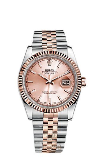 Rolex Datejust Watch 116231-0062 36 mm Steel / Pink gold Case Pink Dial