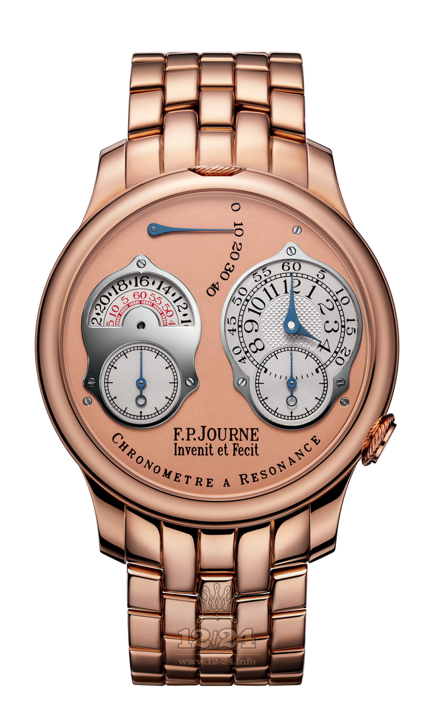 F.P.Journe Souveraine Watch FPJ-Co-Souveraine-Resonance-AL-Or 40 mm Pink gold Case White Silver Golden Dial