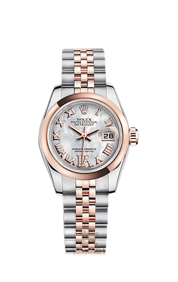 Rolex Lady-Datejust Watch 179161-0078 26 mm Steel / Pink gold Case White Dial