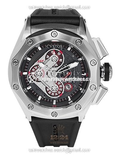 Cvstos Challenge-R Watch R50 HF Chronograph Steel 50 mm Stainless steel Case Black Silver Dial