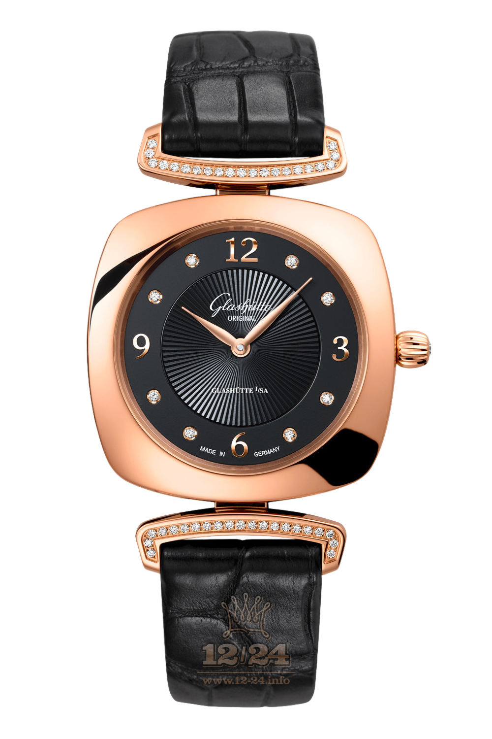 Glashutte Ladies Watch 1-03-02-09-05-30 31 mm Pink gold Case Black Dial