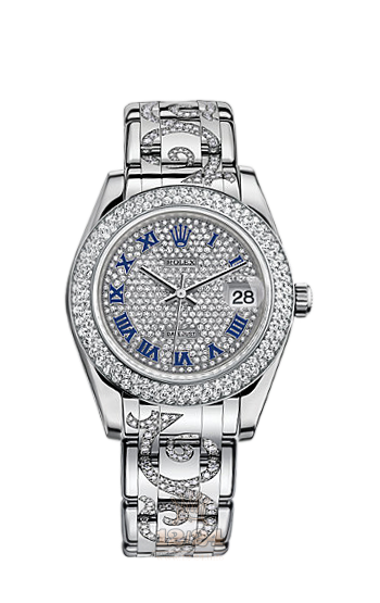 Rolex Pearlmaster Watch 81339-0062 34 mm White gold Case Silver Dial