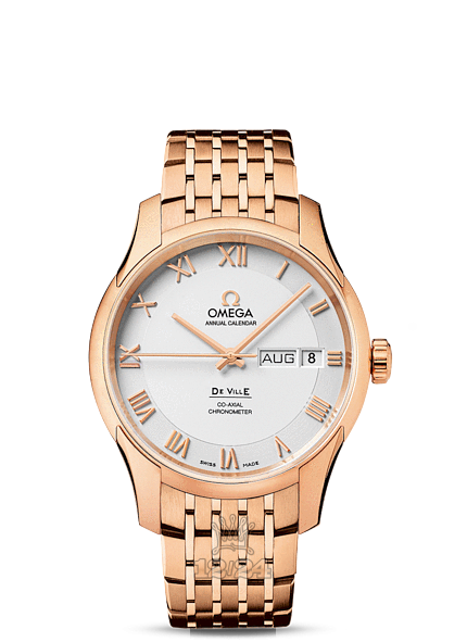 Omega De Ville Watch 431.50.41.22.02.001 41 mm Pink gold Case Silver Dial