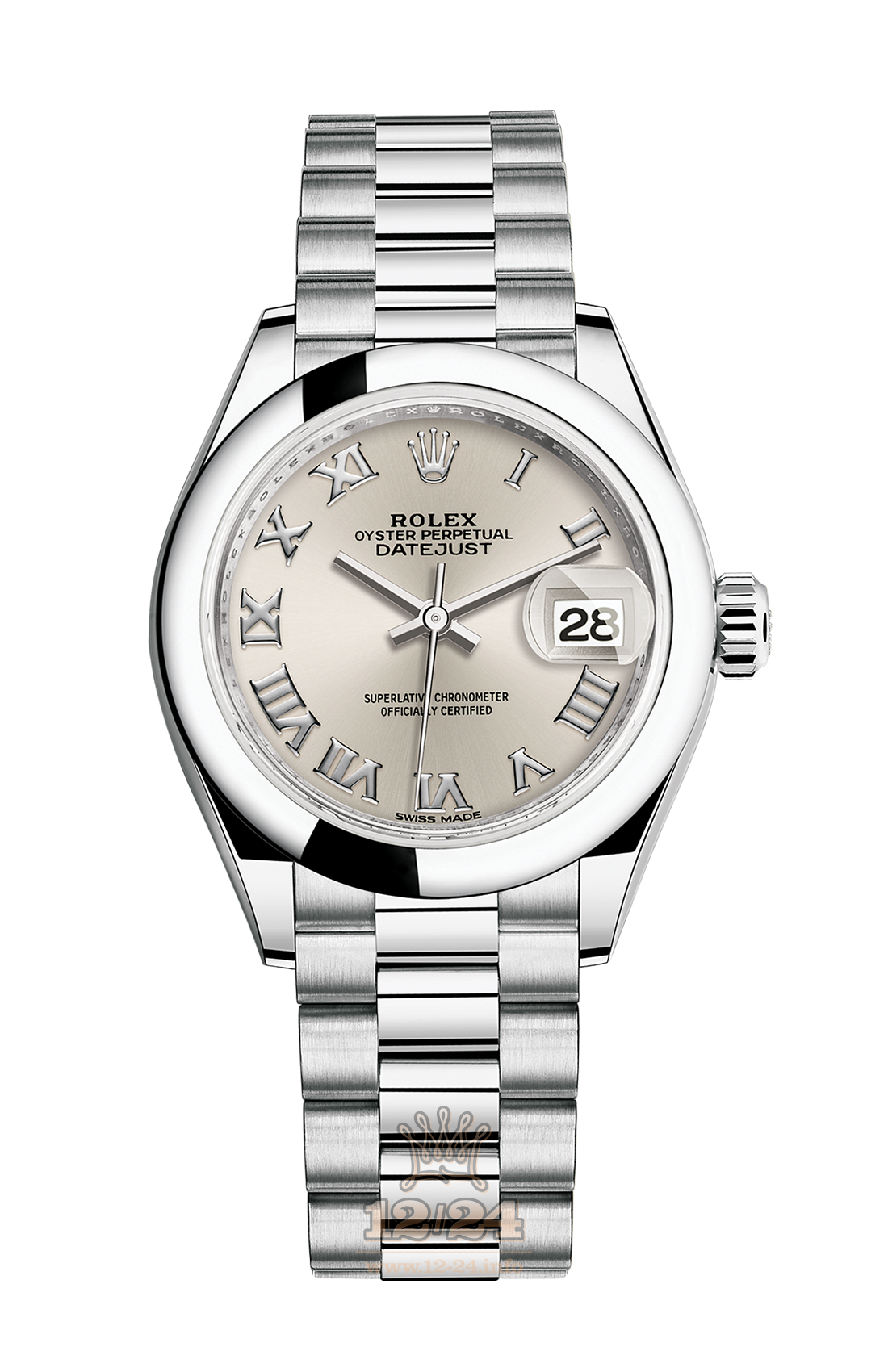 Rolex Datejust Watch 279166-0007 28 mm Platinum Case Silver Dial