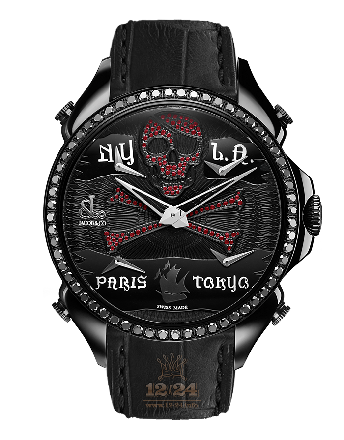 Jacob & Co Gents Collection Watch PZ500.11.SO.NU.A 45 mm Stainless steel PVD coating Case Black Dial