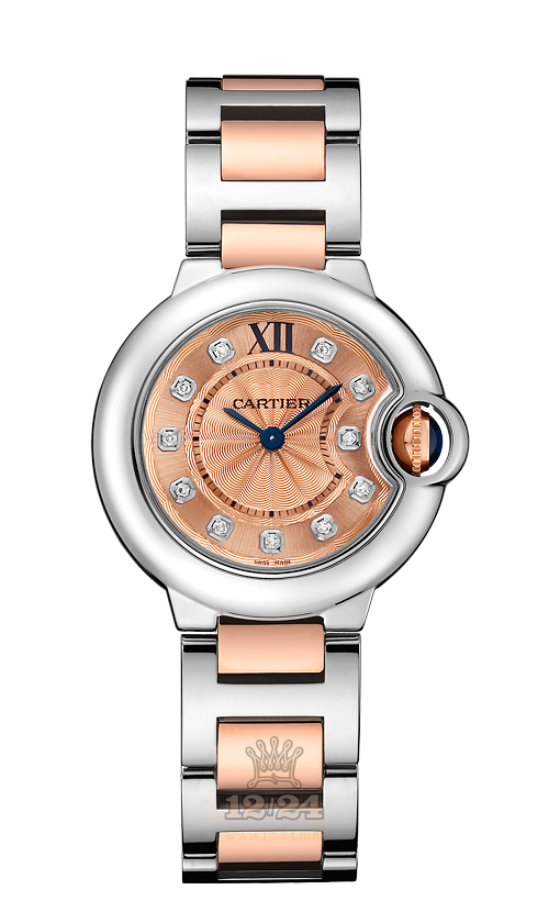 Cartier Ballon Bleu de Cartier Watch WE902052 28 mm Steel / Pink gold Case Golden Dial