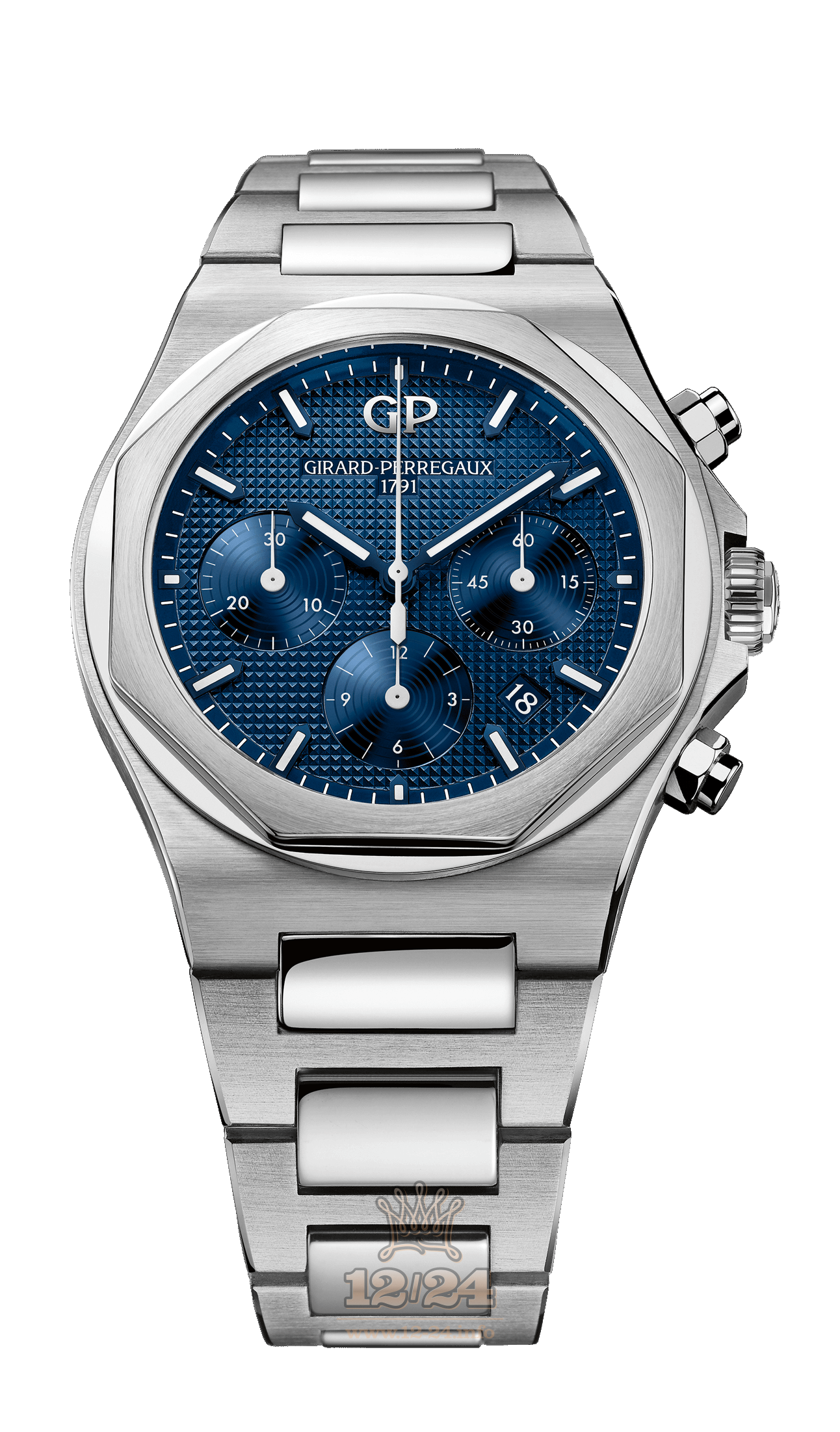 Girard Perregaux Laureato Watch 81020-11-431-11A Stainless steel Case Dark blue Dial