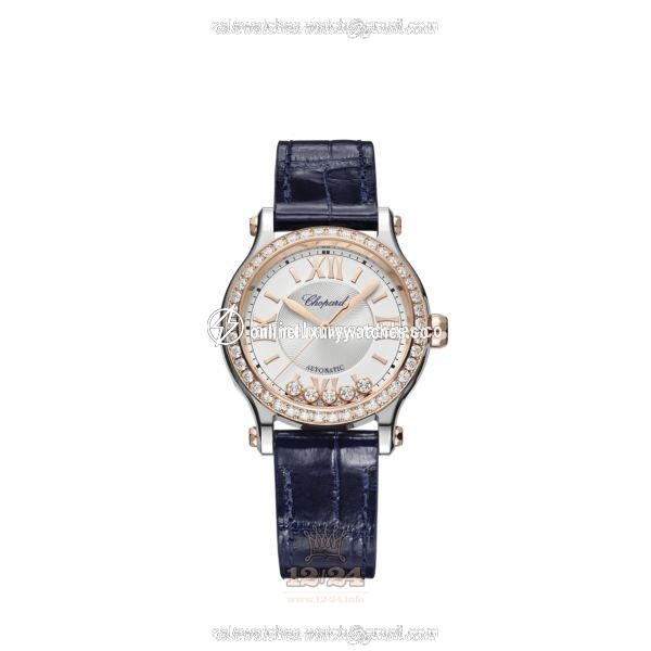 Chopard Happy Sport Watch 278608-6003 33 mm Stainless steel Pink gold Case Silver Dial