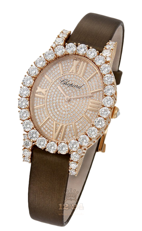 Chopard L Heure du Diamant Watch 139383-5002 Pink gold Case Silver Golden Dial