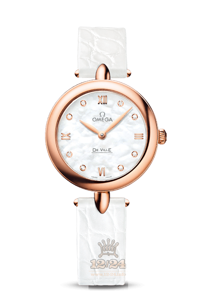 Omega Prestige Watch 424.53.27.60.55.002 27 mm Pink gold Case White Dial