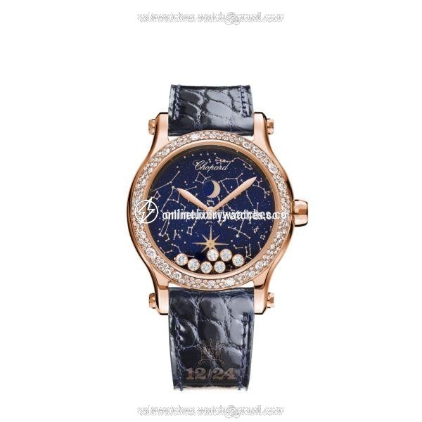 Chopard Happy Sport Watch 274894-5001 36 mm Pink gold Case Dark blue Dial