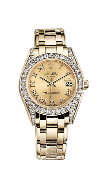 Rolex Pearlmaster Watch 81158-0040 34 mm Yellow gold Case Golden Dial