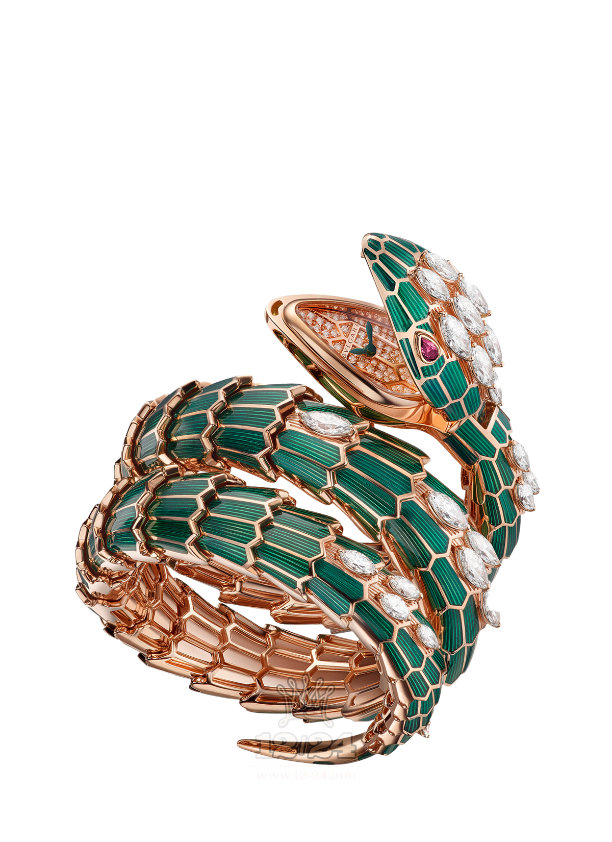 Bvlgari Serpenti Watch 102528 SP40PGD2PGD1GL.2T 40 mm Pink gold Case Silver Golden Dial