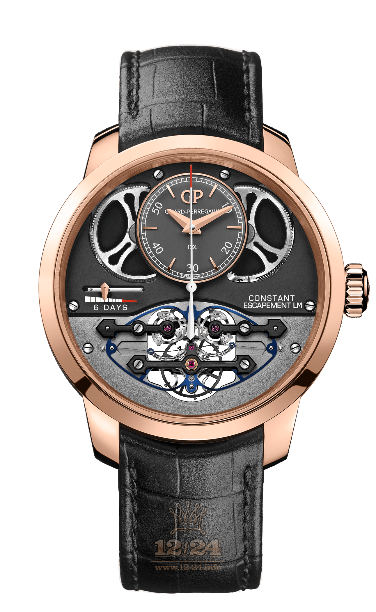 Girard Perregaux Bridges Watch 93505-52-233-BA6F Pink gold Case Black Gray Dial