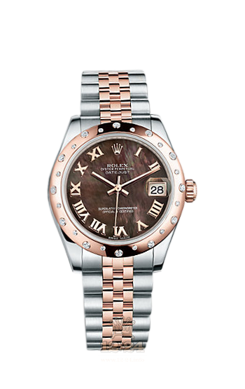 Rolex Lady-Datejust Watch 178341-0027 31 mm Steel / Pink gold Case Black Dial