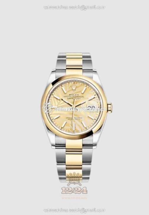Rolex Datejust Watch 126203-0038 36 mm Stainless steel Yellow gold Case Golden Dial