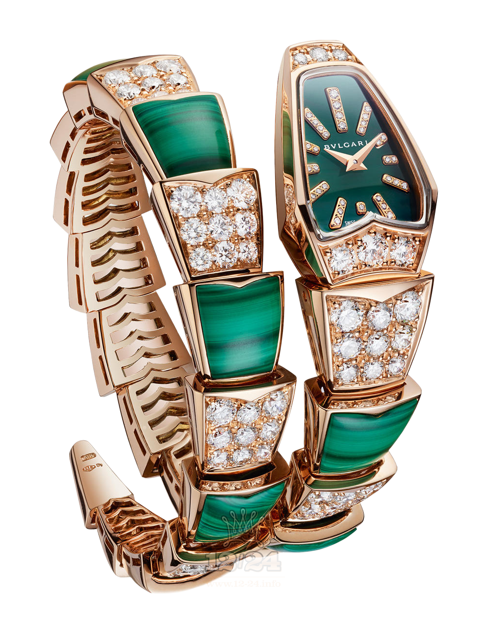 Bvlgari Serpenti Watch 102678 SPP26C4GD1GD1MA.1T 26 mm Pink gold Case Green Dial