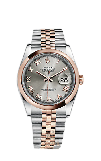 Rolex Datejust Watch 116201-0071 36 mm Steel / Pink gold Case Silver Dial