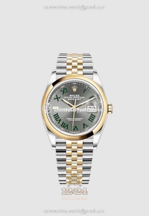 Rolex Datejust Watch 126203-0035 36 mm Stainless steel Yellow gold Case Gray Dial