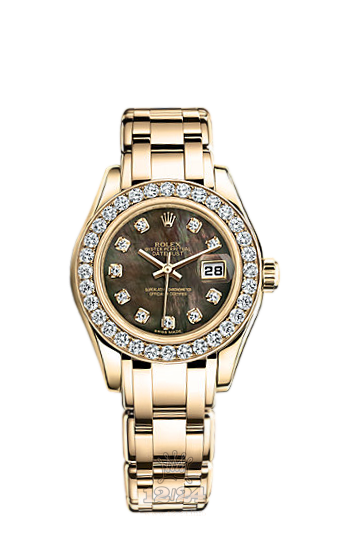 Rolex Pearlmaster Watch 80298-0077 29 mm Yellow gold Case Black Dial
