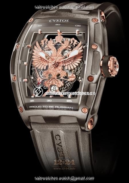 Cvstos Limited Edition Watch Proud Be Russian Grey Titanium 54 mm Titanium Case Gray Golden Dial