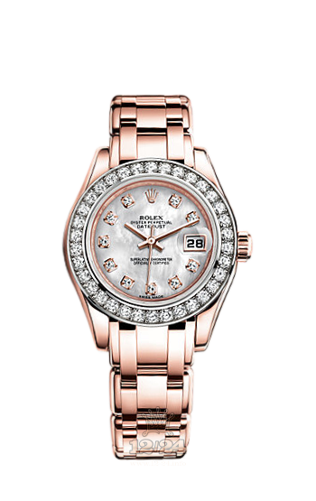 Rolex Pearlmaster Watch 80285-0022 29 mm Pink gold Case White Dial
