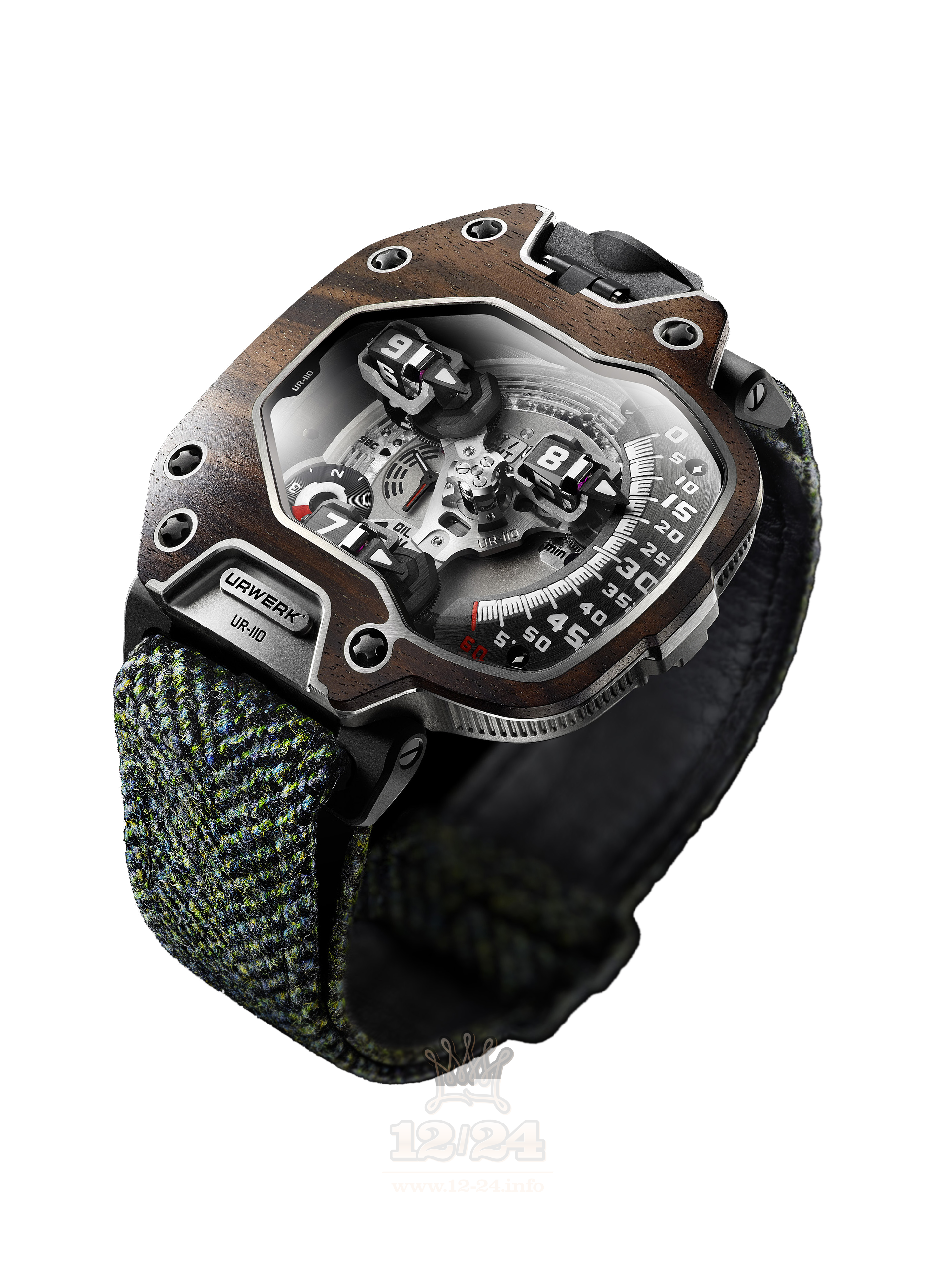 Urwerk UR-110 Watch UR-110 EASTWOOD MACASSAR EBONY 47 mm Titanium Case Black Silver Dial