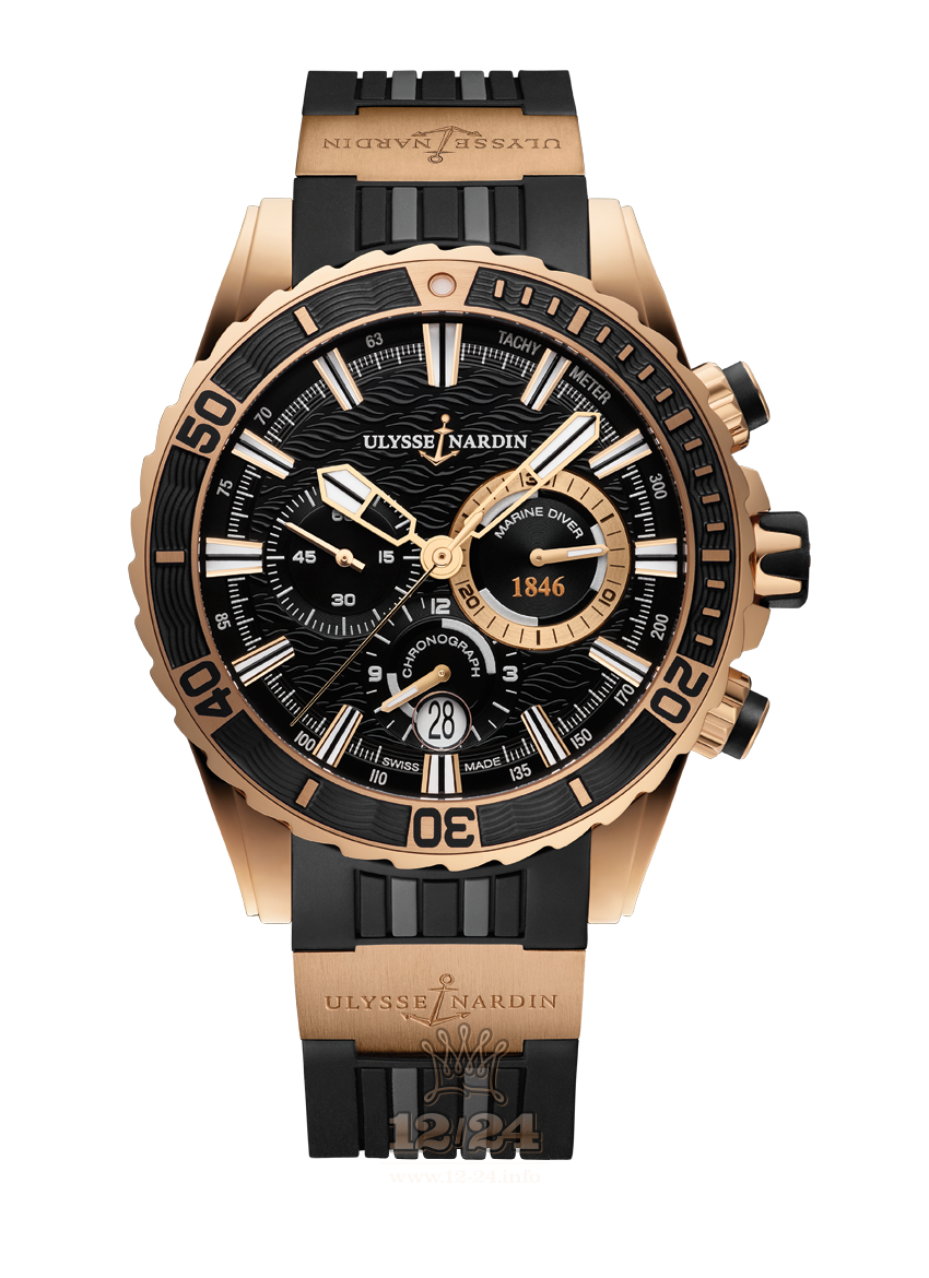 Ulysse Nardin Diver Watch 1502-151-3/92 44 mm Pink gold Case Black Dial