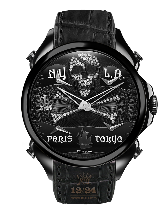 Jacob & Co Gents Collection Watch PZ500.11.NS.NQ.A 45 mm Stainless steel PVD coating Case Black Dial
