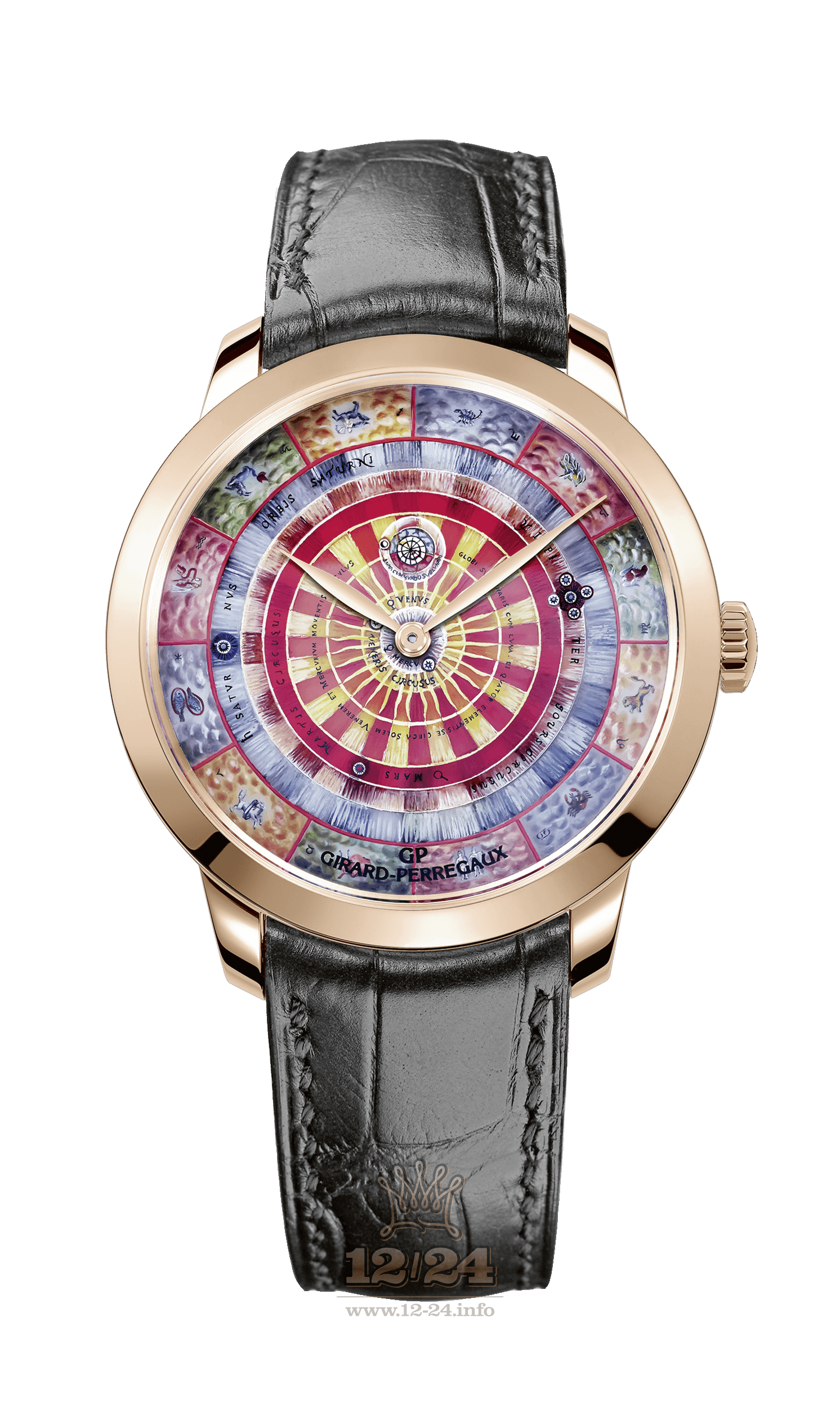 Girard Perregaux 1966 Watch 49534-52-R22-BB60 Pink gold Case Yellow Red Dark blue Dial