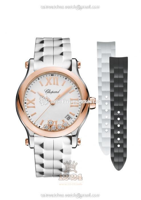 Chopard Happy Sport Watch 278582-6006 36 mm Pink gold Case White Dial