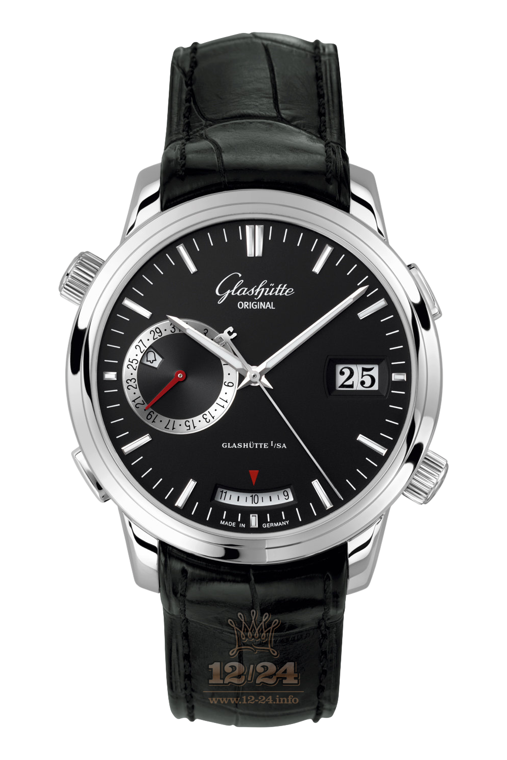 Glashutte Senator Watch 100-13-02-02-01 42 mm Stainless steel Case Black Dial