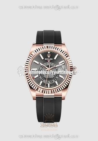 Rolex Sky-Dweller Watch 326235-0006 42 mm Pink gold Case Black Dial