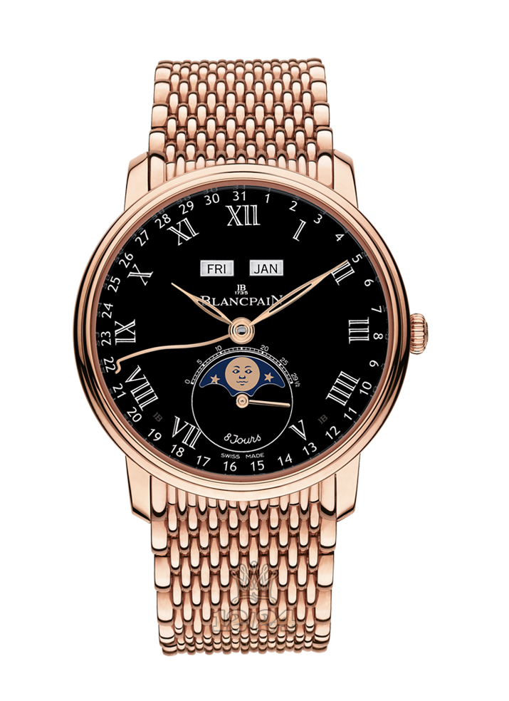 Blancpain Villeret Watch 6639-3637-MMB 42 mm Red gold Case Black Dial