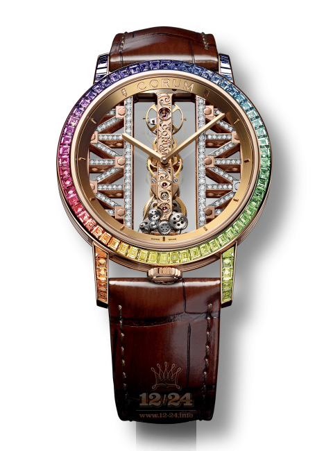 Corum Golden Bridge Watch B113/03335 43 mm Pink gold Case Golden Dial
