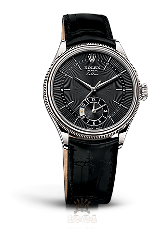 Rolex Cellini Dual Time Watch 50529-0007 39 mm White gold Case Black Dial