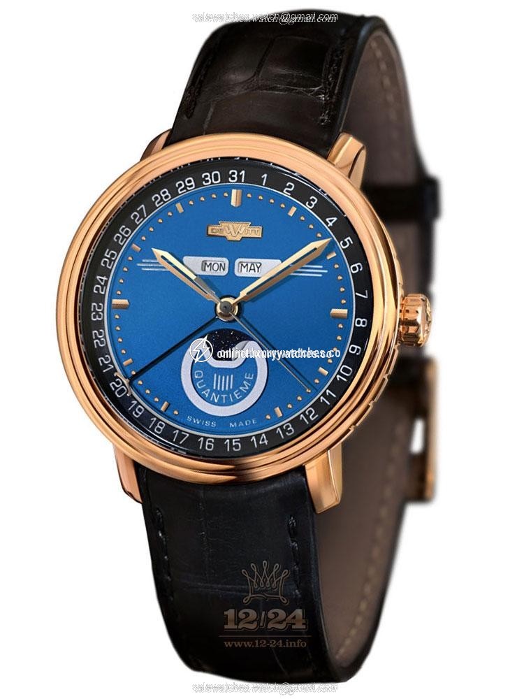 Dewitt Classic Watch CLA.QUA.003 40 mm Pink gold Case Dark blue Dial