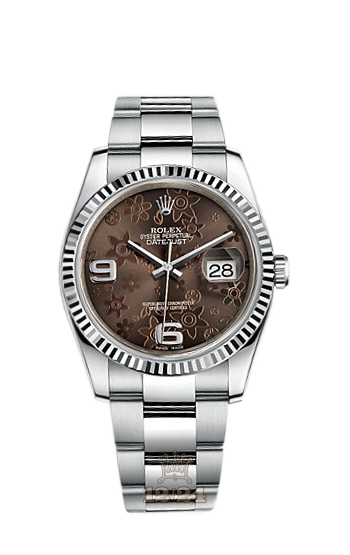 Rolex Datejust Watch 116234-0145 36 mm Steel / White gold Case Brown (chocolate) Dial
