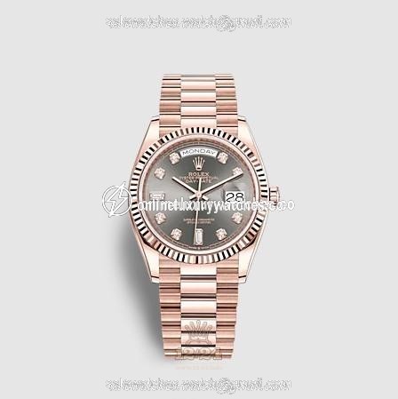 Rolex Day-Date Watch 128235-0050 36 mm Pink gold Case Gray Dial