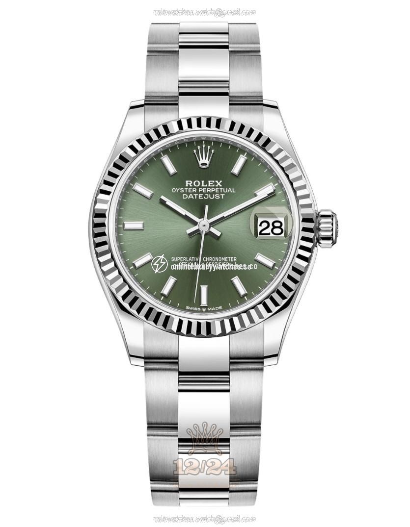 Rolex Datejust Watch 278274-0017 31 mm Stainless steel White gold Case Green Dial
