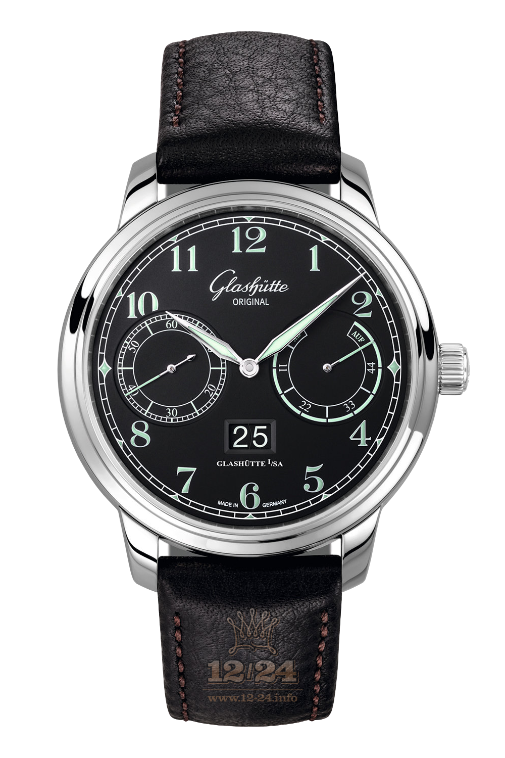 Glashutte Senator Watch 100-14-07-02-30 44 mm Stainless steel Case Black Dial