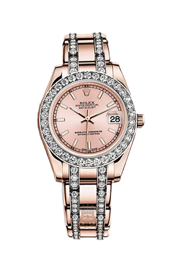 Rolex Pearlmaster Watch 81285-0037 34 mm Pink gold Case Pink Dial